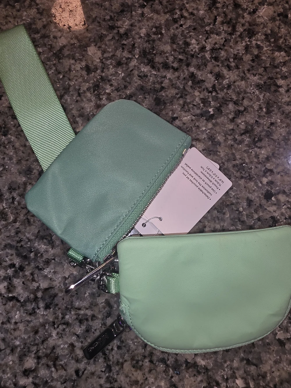 lululemon athletica Mint Green Wristlet Keychain Pouch Set
